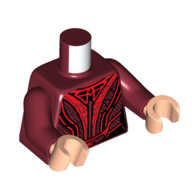 Torso, Robe, Red Decorations/Trim print, Dark Red Arms, Light Nougat Hands Dunkelrot