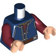 Torso, Tunic, Dark Red Undershirt, Silver Trim, Belt print, Dark Red Arms, Light Nougat Hands Dunkelblau