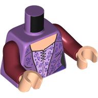 Torso, Medium Lavender Dress, Lavender Decorations print, Dark Red Arms, Light Nougat Hands Mittellavendel