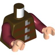 Torso, Pixelated Reddish Brown Straps, Silver Buckles print, Dark Red Arms, Light Nougat Hands Dunkelbraun