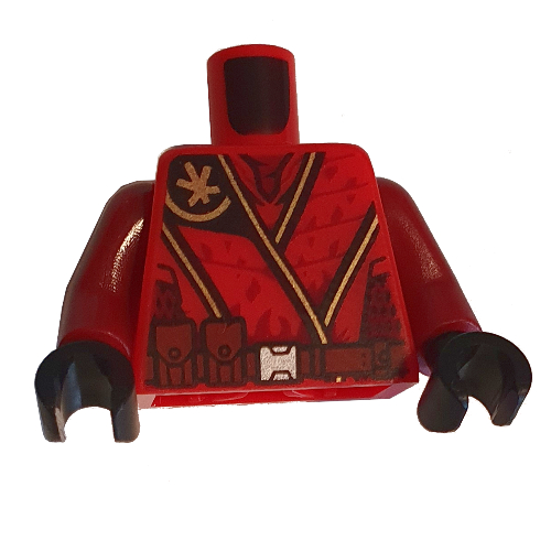 Torso Robe, Gold Trim, Dark Red Utility Belt Print (Kai), Dark Red Arms, Black Hands Red