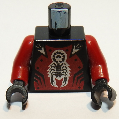 Torso Armor with Scorpion Print, Dark Red Arms, Black Hands Black