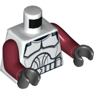 Torso Clone Trooper Armor Print, Dark Red Arms, Black Hands White