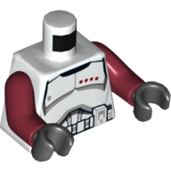 Torso Armor Clone Trooper Captain, Black Belt and Four Dark Red Stars Print, Dark Red Arms, Black Hands Weiß