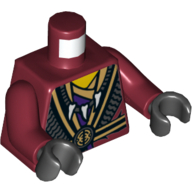Torso Robes with Black and Gold Belt and Trim, Tooth Necklace and Snake Head on Reverse Print, Dark Red Arms, Black Hands Dunkelrot