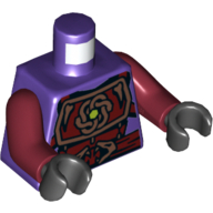 Torso Armor, Copper and Dark Red Panels, Snake Heads Belt Buckle / Shuriken and Vials Print, Dark Red Arms, Black Hands Dunkellila