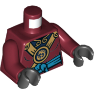 Torso Robe with Gold Emblem, Dark Azure Sash Belt Print, Dark Red Arms, Black Hands Dunkelrot