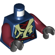 Torso Robes, Tattered with Yellowish Green Edges, Dark Red Belt Print, Dark Red Arms, Black Hands Dark Blue