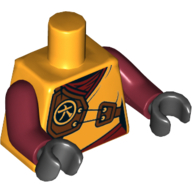Torso Robe with Dark Red Undershirt and Sash, Dark Brown Armor with Emblem Print, Dark Red Arms, Black Hands Leuchtendes Hellorange