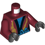 Torso Robe, Black Trim, Dark Azure Undershirt, Sash, Gold Dragon Print, Dark Red Arms, Black Hands Dunkelrot