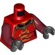 Torso Armour, Gold Trim, Black Undershirt Print, Dark Red Arms, Black Hands Red