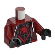 Torso Open Hoodie over Black Spider-man Suit Print, Dark Red Arms, Black Hands Dunkelrot