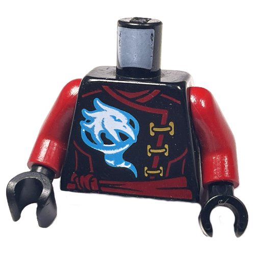 Torso Robe with Gold Clasps, Bird, Dark Red Sash and Emblem and Wings on Back Print, Dark Red Arms, Black Hands Black