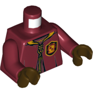 Torso Robe with Laces, Gryffindor Crest Print, Dark Red Arms, Dark Brown Hands Dunkelrot