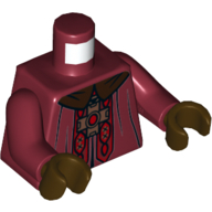 Torso Dark Brown Collar, Gold Cross with Red Center, Red and Gold Design Print (Godric Gryffindor), Dark Red Arms, Dark Brown Hands Dunkelrot