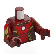 Torso, Iron Man Mark 43 Armor print, Dark Red Arms and Hands Dunkelrot