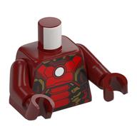 Torso Armor, Red Panels with Gold Highlights Print, Dark Red Arms and Hands Dark Red