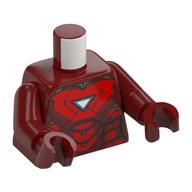 Torso, Iron Man Mark 6 Armor, Triangle Arc Reactor print, Dark Red Arms and Hands Dark Red