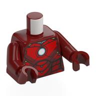 Torso, Iron Man Mark 4 Armor, Metal Blue Round Arc Reactor print, Dark Red Arms and Hands Dunkelrot