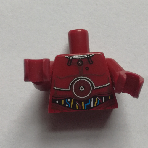 Torso Metal Panels and White, Blue, and Gold Wires Print (TC-4), Dark Red Arms and Hands Dunkelrot