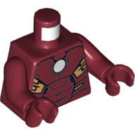 Torso Armor with White Circle Print, Dark Red Arms and Hands Dark Red