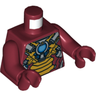 Torso Armor with Gold Plates and Blue Circle (Arc Reactor) Print, Dark Red Arms and Hands Dark Red