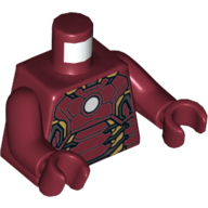 Torso Armor with White Circle and Gold Plates (Mark 43) Print (Iron Man), Dark Red Arms and Hands Dark Red