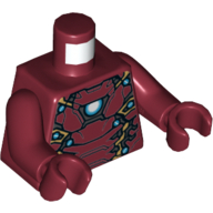 Torso Armor with Gold Detailing, Light Blue/White Circle with Flat Top (Arc Reactor) Print (Iron Man), Dark Red Arms and Hands Dunkelrot