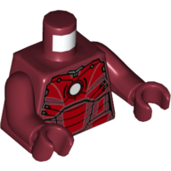 Torso Armor, Red Panels, White Circle (ARC Reactor) Print, Dark Red Arms and Hands Dark Red
