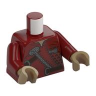 Torso, Dark Brown Straps, Silver Zipper print, Dark Red Arms, Dark Tan Hands Dunkelrot