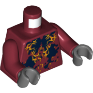 Torso with Black and Bright Light Orange Splotches (Squid) Print, Dark Red Arms, Dark Bluish Gray Hands Dark Red