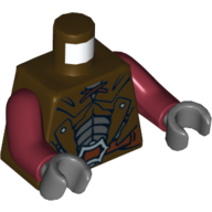 Torso Leather Armour with Buckle Print, Dark Red Arms, Dark Bluish Gray Hands Dark Brown