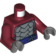Torso Armor with Dark Purple Belt with Silver Clasp Print, Dark Red Arms, Dark Bluish Gray Hands Dark Red