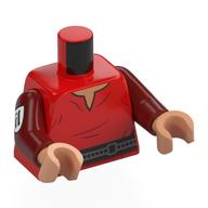 Torso, Shirt, Black Bel, White Patch on Arm print, Dark Red Arms, Nougat Hands Red