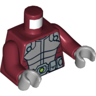 Torso Armor with Silver Belt Print, Dark Red Arms, Light Bluish Gray Hands Dark Red