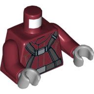 Torso Pilot Suit, Dark Bluish Gray Straps/Harness Print, Dark Red Arms, Light Bluish Gray Hands Dark Red