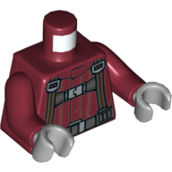 Torso Jumpsuit with Harness Print (Skyhopper Pilot), Dark Red Arms, Light Bluish Gray Hands in 