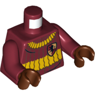 Torso Quidditch Sweater with Gryffindor Crest, Ribbed Print, Dark Red Arms, Reddish Brown Hands Dunkelrot