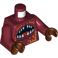 Torso with Open Mouth with Teeth and Tongue Print (Crab), Dark Red Arms, Reddish Brown Hands Dunkelrot