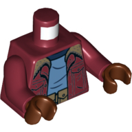 Torso Jacket with Fur, Medium Blue Shirt with Dark Blue Collar, Utility Belt Print, Dark Red Arms, Reddish Brown Hands Dark Red