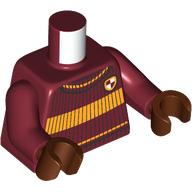 Torso, Sweater, Bright Light Orange Stripes, Gryffindor Crest print, Dark Red Arms, Reddish Brown Hands Dunkelrot