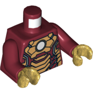 Torso Armor with White Circle and Gold Plates (Mark 42) Print, Dark Red Arms, Pearl Gold Hands Dark Red