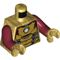 Torso Armor with Dark Red and Gold Plates, White Circle (Arc Reactor) Print, Dark Red Arms, Pearl Gold Hands Pearl Gold