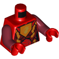Torso Armor with Dark Red and Orange Plates, Orange Hexagon with Dragon Head Print, Dark Red Arms, Red Hands Rot