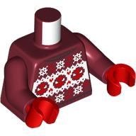 Torso, Christmas Sweater, Red Spider-Man Faces, White Snowflakes print, Dark Red Arms, Red Hands Dark Red