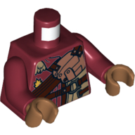 Torso Fur Collar, Copper Armor Panel with Dark Brown Straps Print, Dark Red Arms, Medium Nougat Hands Dark Red