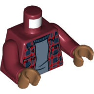 Torso Plaid Sweater, Pockets, Medium Blue Shirt Print, Dark Red Arms, Medium Nougat Hands Dark Red