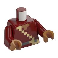 Torso, Pixelated Tan Strap, Belt, Silver Buckle print, Dark Red Arms, Medium Nougat Hands Dark Red