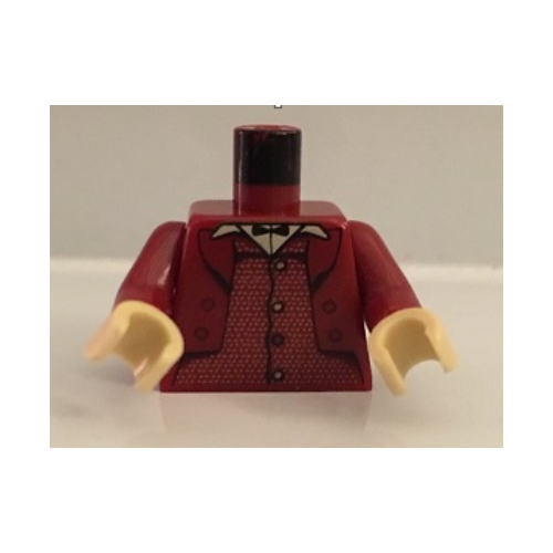 Torso Jacket, Waistcoat, and Bow Tie Print, Dark Red Arms, Tan Hands Dunkelrot