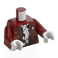 Torso Jacket, Dark Tan Decorations, White Scarf with Ruffles print, Dark Red Arms, White Hands Dunkelrot